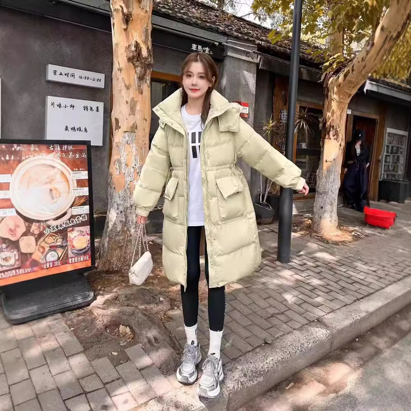 2024 Winter New Down Jacket Women's Long Knee-length Hooded Waist Drawstring Thickened All-match White Duck Down Jacket 2024 Winter New Down Jacket Women's Long Knee-length Hooded Waist Drawstring Thickened All-match White Duck Down Jacket