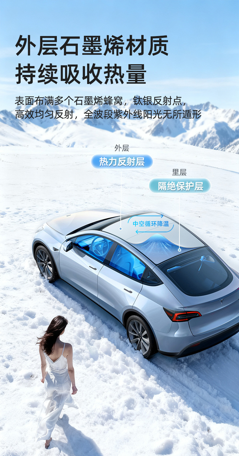 Suitable for Deep Blue L07/Sl03 Ice Crystal Sunroof Sunshade Graphene Canopy Sun Protection and Heat Insulation Sunshade for Cars