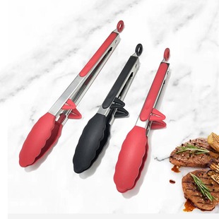 9-inch 12-inch silicone food Clip 2-piece set with bracket food clip temperature-resistant steak clip barbecue clip