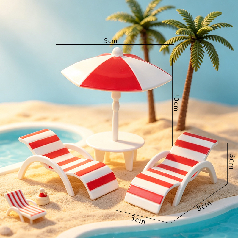 비치 의자 세트-레드