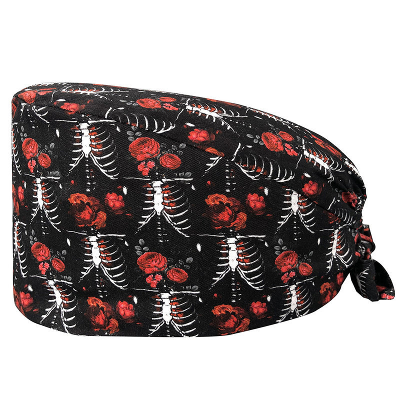 El algodón puro de las mujeres impresas europeas y americanas del sombrero de la enfermera de ICU con la toalla del sudor gorra quirúrgica del comercio exterior tapa de la cabeza del bolso entrega transfronteriza