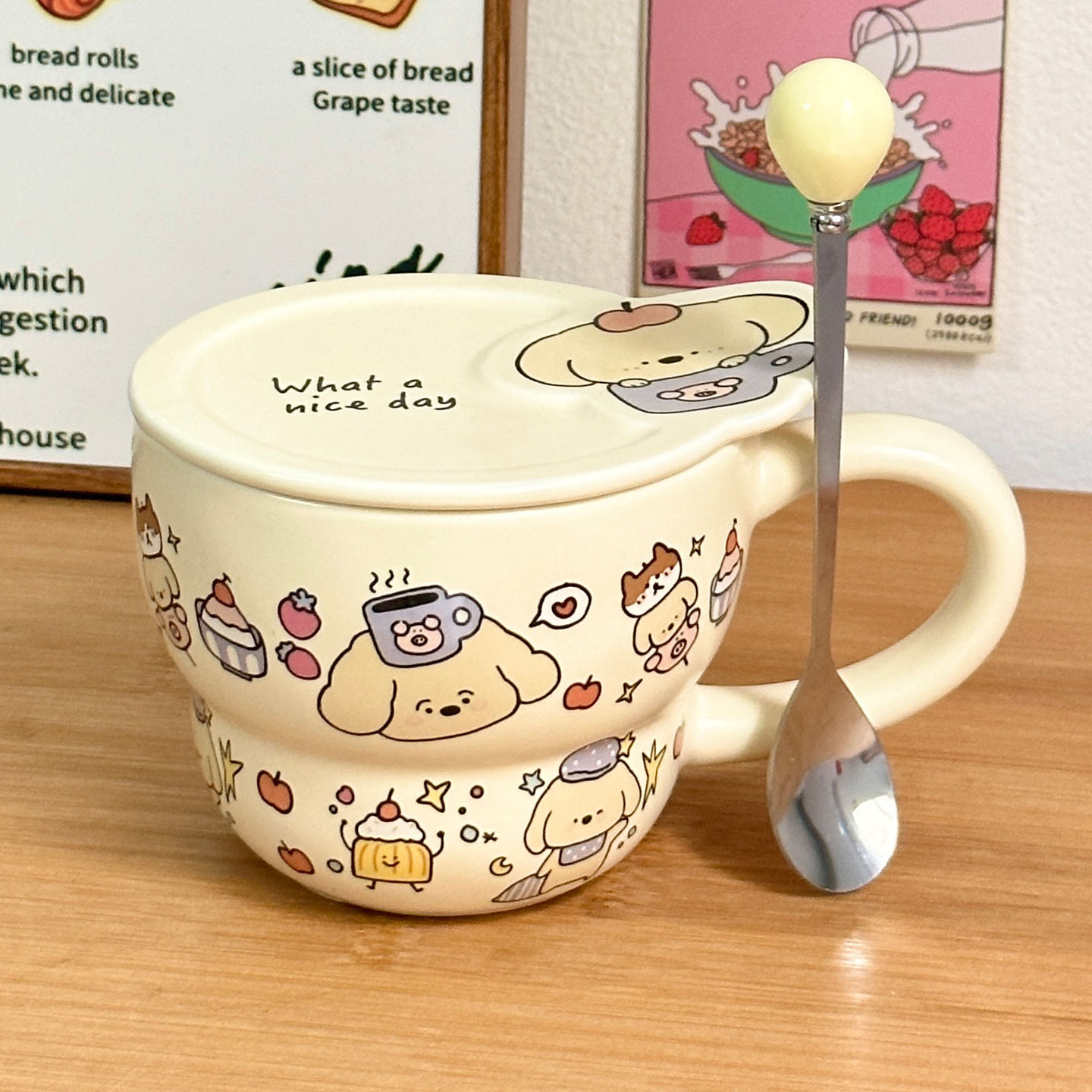 Taza de cerámica Taza con tapa Taza de agua para niñas de alto valor Regalo de cumpleaños en casa Regalo de mano Taza de café de pareja