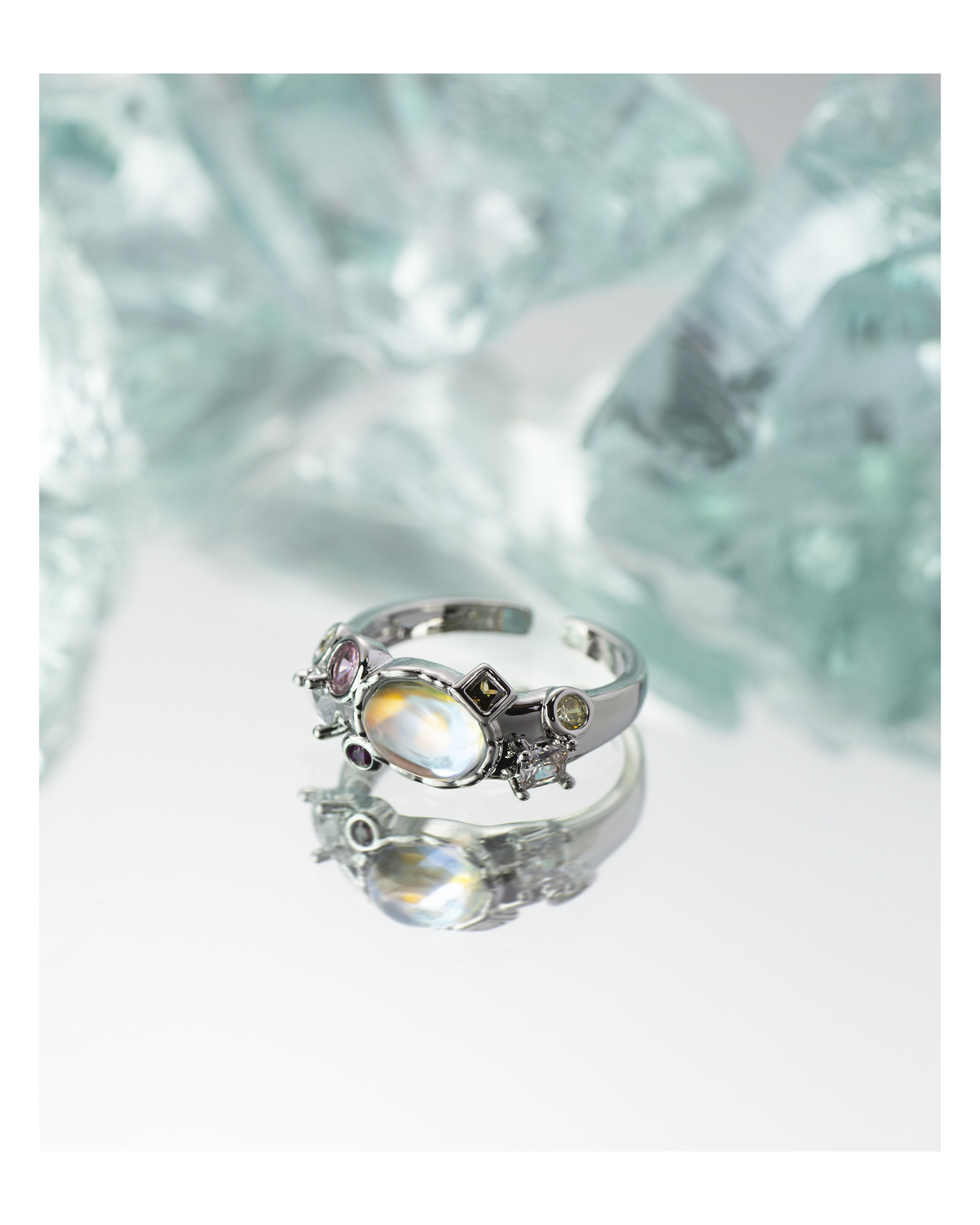 Fashion Geometric Copper Plating Zircon Rings 1 Piece