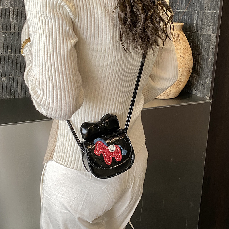 Cartoon pony pegado bolso de hombro para niños y niñas, mini lindos bebés mochilas, bolsos de arco extranjero, bolsos para niños