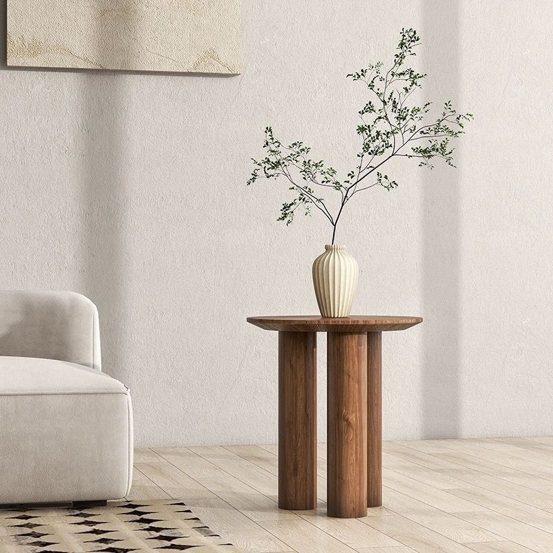 Sofá de madera sólida, sofá de madera sólida, mesa de té pequeña, sala de estar, esquina de madera retro doméstica, mesa de té, mesa redonda, mesa de té