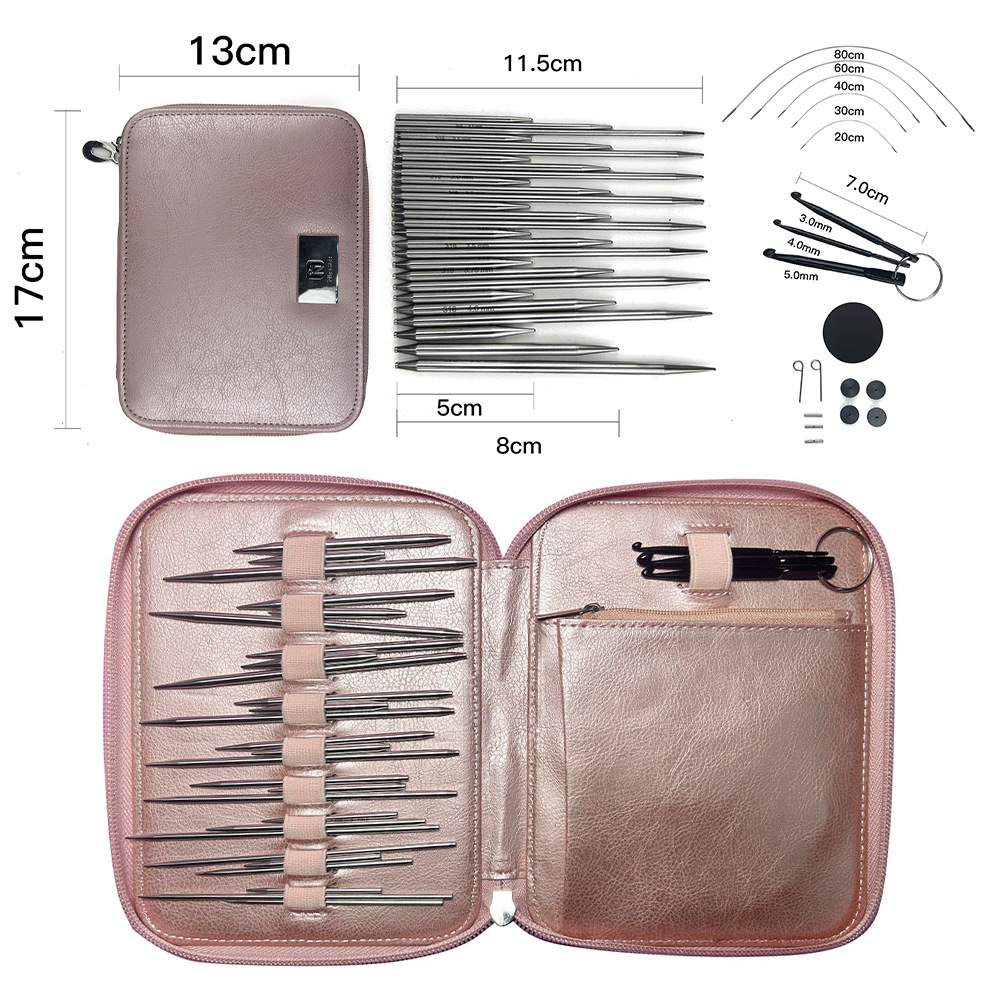 Agujas de suéter transfronterizas 316 # acero inoxidable desmontables aguja de anillo un conjunto de 9 pagado por 3 5 + 8 + 11.5 conjunto