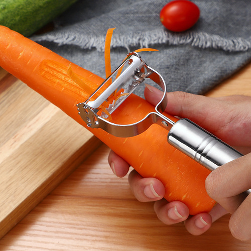 Three-piece set of stainless steel peelers for melon and fruit peeling, household melon and fruit peeling duck feather clip, double-headed peeling knife and grater