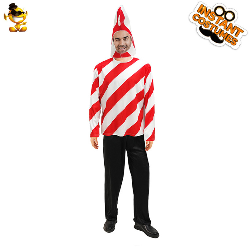 Traje de juego de bastón de caramelo para hombre de Navidad Traje de actuación en el escenario Traje de actuación COSPLAY Traje de rol