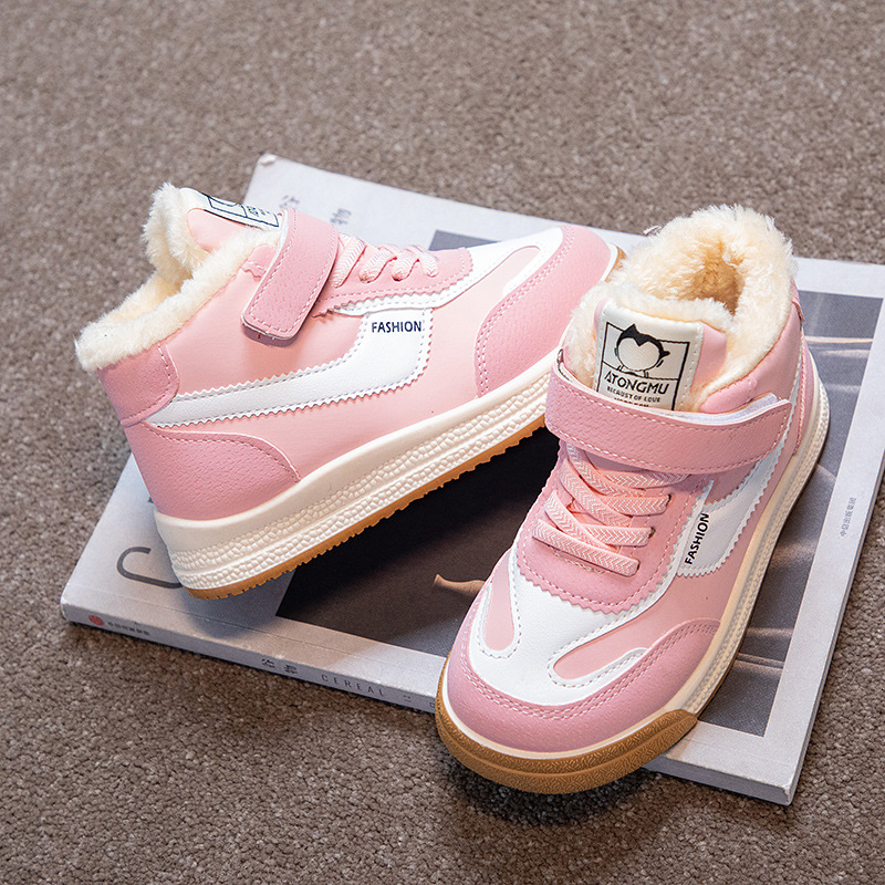 巴拉巴拉女童二棉鞋冬季2024新款加绒加厚儿童运动板鞋中安特踏步