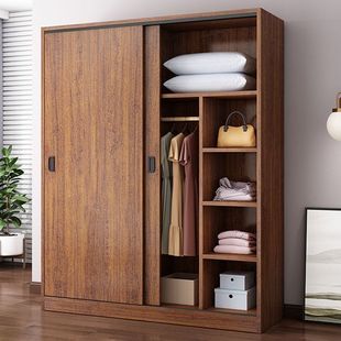 Wardrobe Solid Wood 2024 New Style Bedroom Home Minimalist Light Luxury Large Wardrobe Special Offer Rental Room Wooden Wardrobe Finished Products