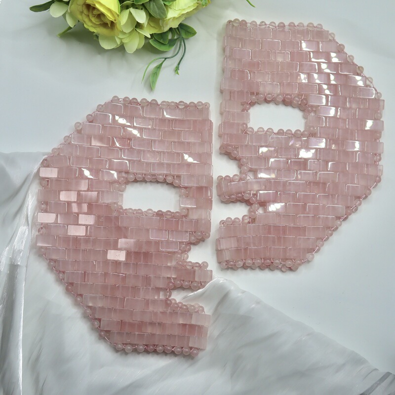 亚马逊天然玉石粉晶面膜面罩 手工编织黑曜石粉晶面膜美容spa冰敷|undefined