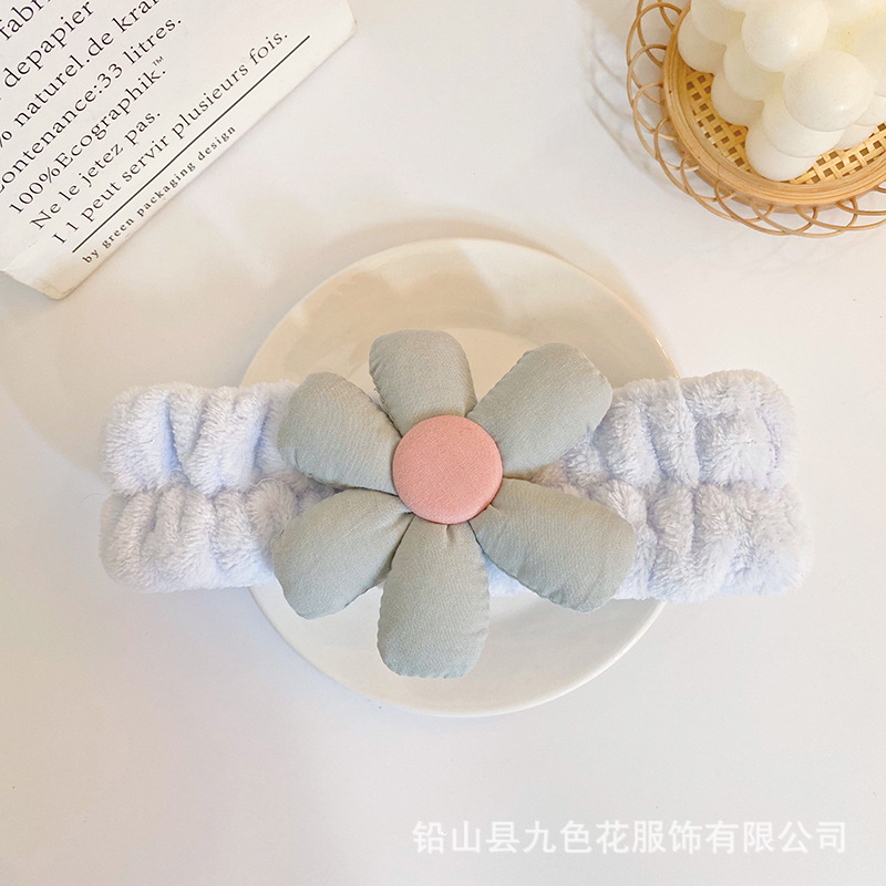 Estilo coreano creativo crisantemo flor banda de pelo Internet celebridad chica lavado de cara maquillaje lindo Super Hada diadema de punto accesorios para el cabello al por mayor