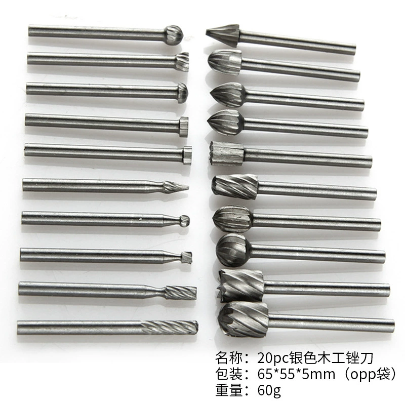 20 шт. Высокоскоростная сталь Деревообработка роторный напильник фреза костюм Деревообработка электрические шлифовальные аксессуары Вольфрамовая сталь Шлифовальная головка гравировальные инструменты