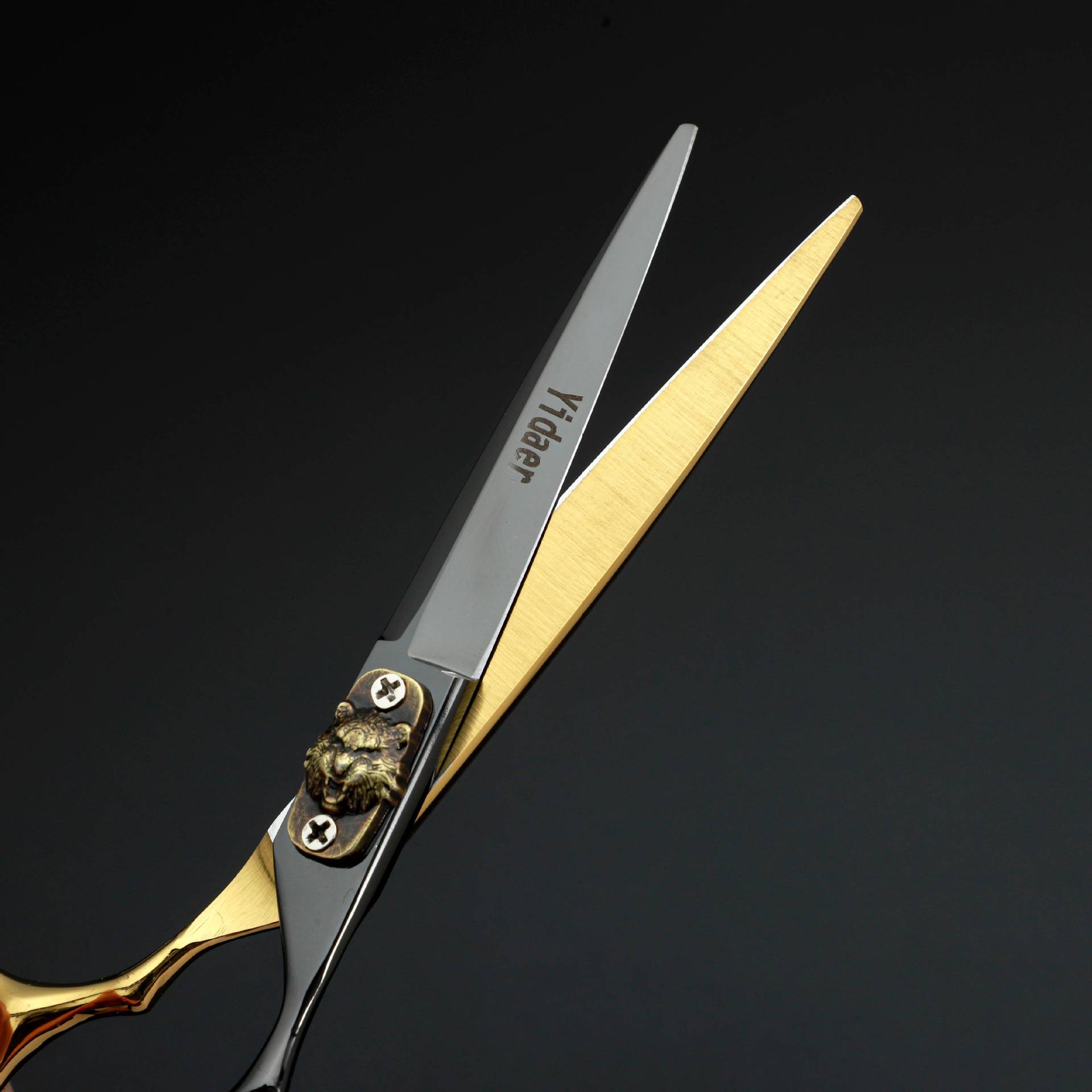 Tijeras de peluquería de alta calidad transfronterizas de oro negro tijeras de corte de pelo profesional tijeras de dientes sin marcas tijeras de corte de pelo peluquería cabello roto