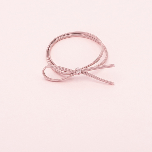 Simple and Fresh Korean Style Basic Flat Cord Hair Tie with Bow, Small and Cute Hair Accessories, Elastic Hairband with Knot