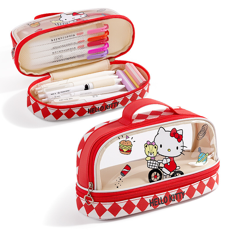 Transparent Sanrio Pencil Case, Double-Layered Stationery Box, Large Capacity, Portable Cartoon Pencil Case for Primary School Students, High Aesthetic Appeal, Cross-Border Pencil Case Transparent Sanrio Pencil Case, Double-Layered Stationery Box, Large Capacity, Portable Cartoon Pencil Case for Primary School Students, High Aesthetic Appeal, Cross-Border Pencil Case