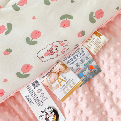 New A-Grade Knitted Cotton Autumn/Winter Quilt with Thickening, Baby Grade Pea Cotton Quilt Cover with Cartoon Design, Pea Cotton Filling Quilt