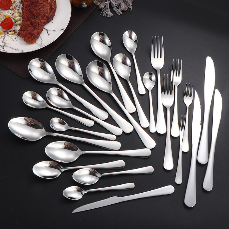 304 cubiertos de acero inoxidable suministros de hotel de comida occidental 1010 cucharas de servicio cucharas de café cuchillo de filete cucharas