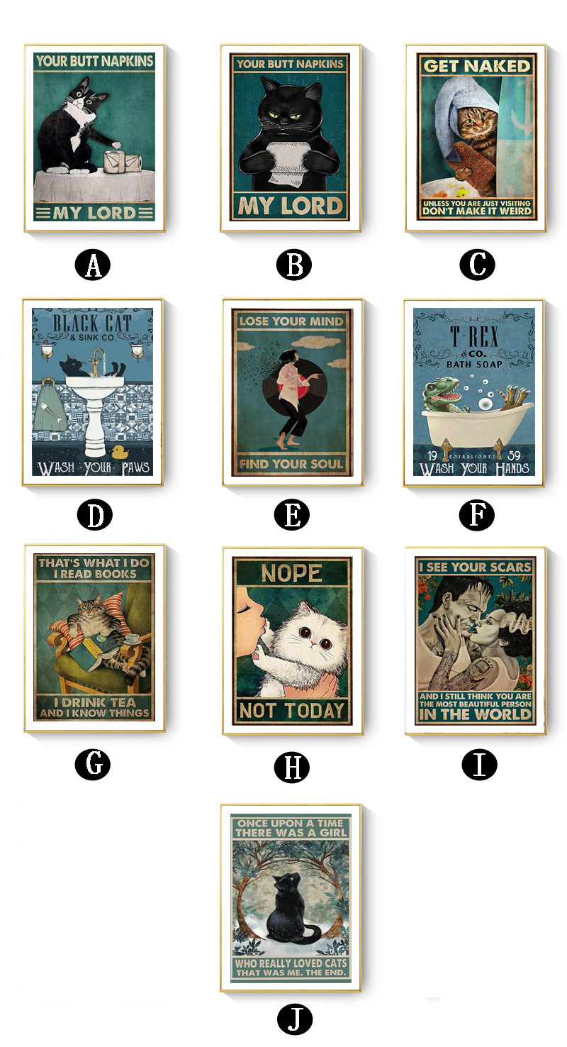 Creative Bathroom Cat Cosplay Living Room Bedroom Poster Canvas Hanging Decorative Painting Core Printing_voghion.com