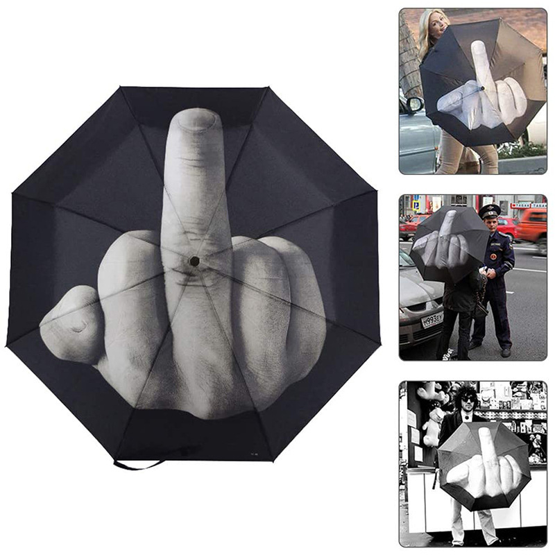Cross-Border Hot-Selling Personalized Funny Middle Finger Umbrella German Creative Trendy Folding Umbrella Students Despise 70% off Umbrellas