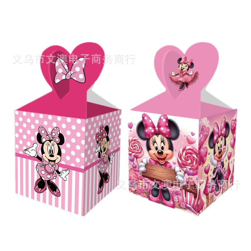 Minnie Birthday Theme Pink Minnie Holiday Party Supplies Mickey Mouse Candy Box Gift Apple Box