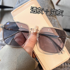 Color-changing glasses for women to prevent blue light myopia can be equipped with prescription sunglasses summer high-end sense ins automatic photosensitive belt brown-