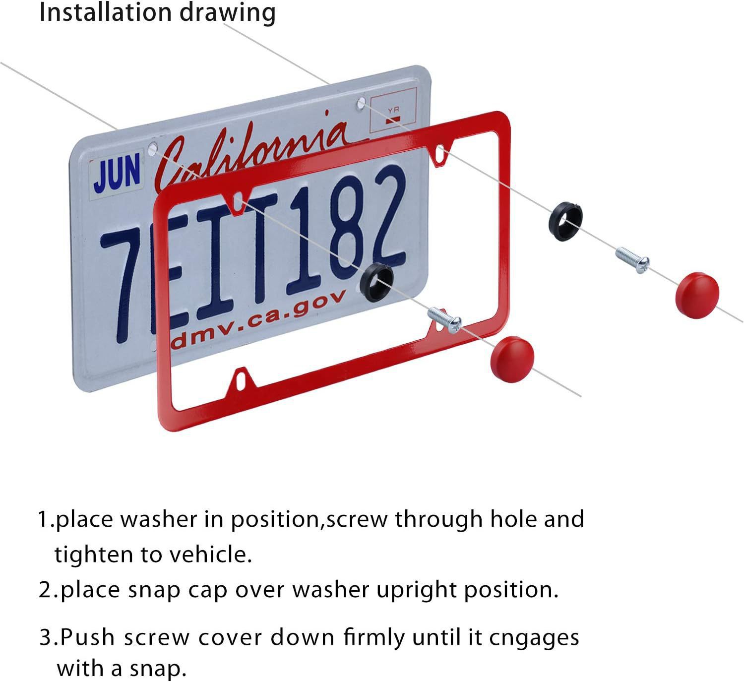 Factory Direct Sales 4-Hole American License Plate Frame Stainless Steel American License Plate Frame with Accessories Cross-Border Amazon