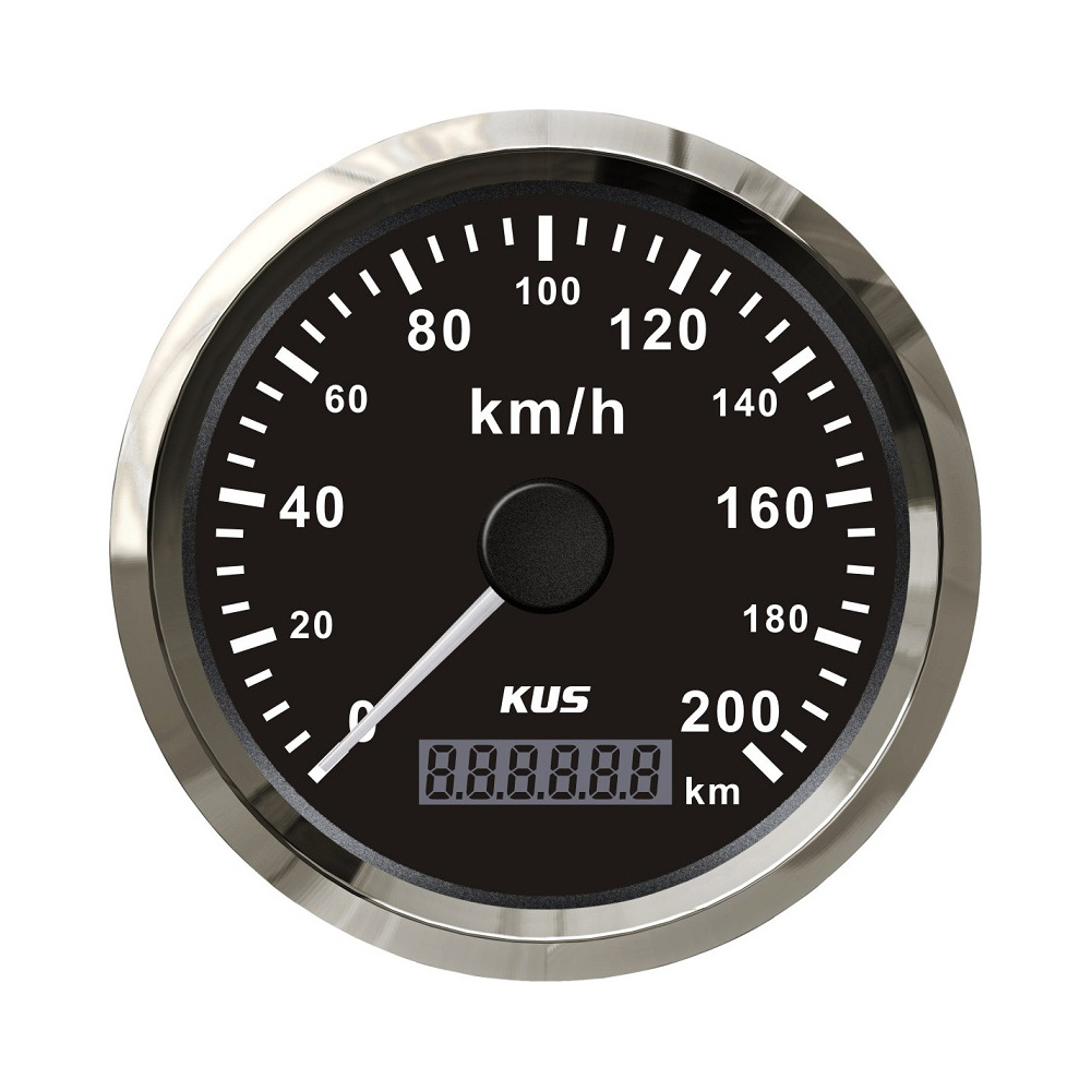 Universal KUS Instrument 85mm GPS Speedometer Odometer 12V 24V Universal (automobile instrument) - black-dial-200kmh