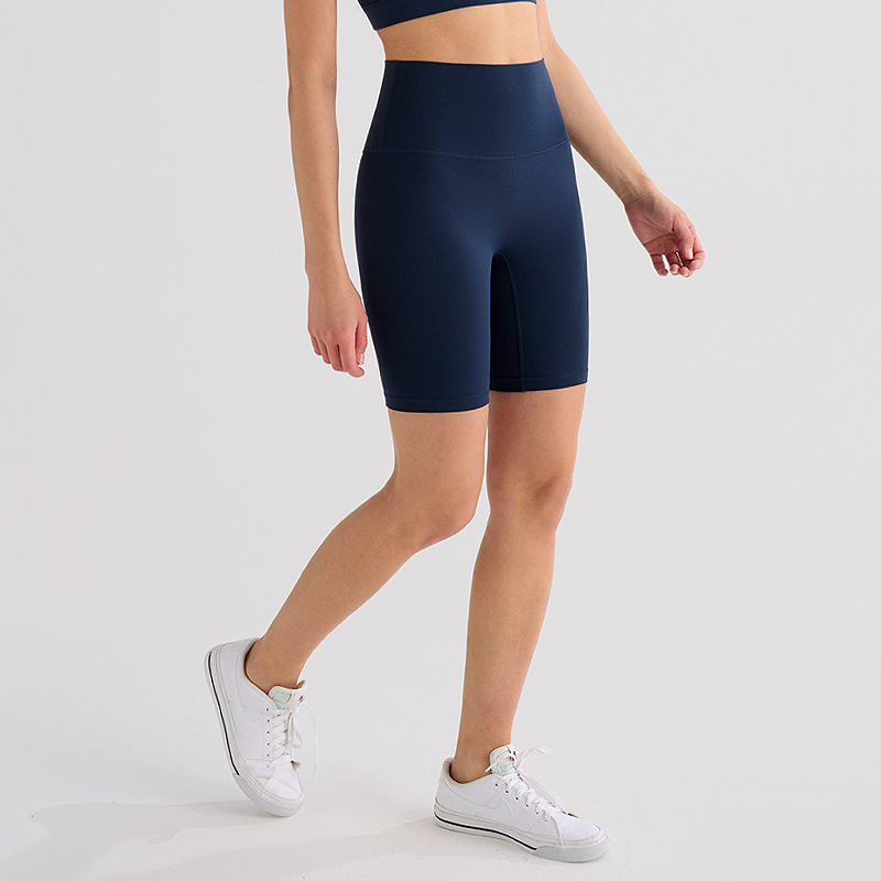 Brushed Fleece Five-Point Lulu Yoga Pants for Women, Seamless Gym Shorts, High-Waisted Outdoor Cycling Shorts, Sports Leggings