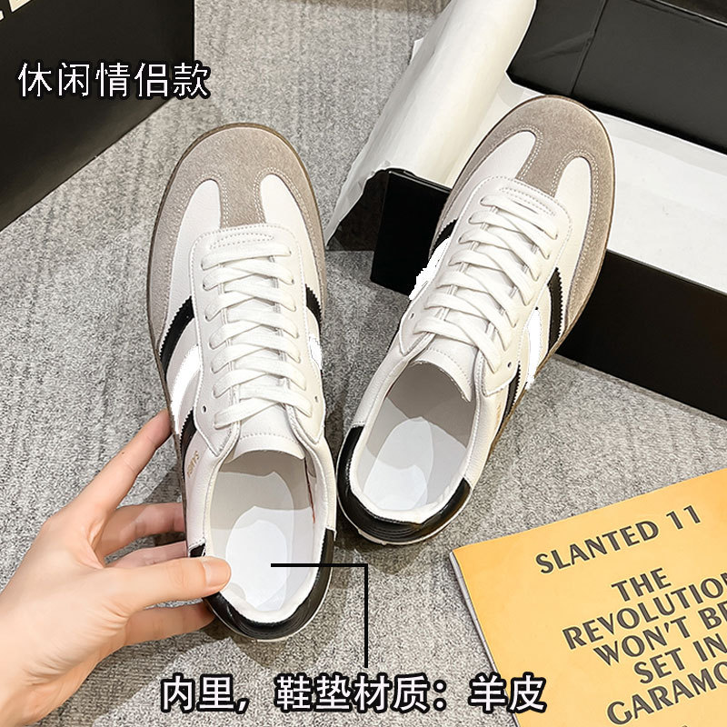 2025春秋新款小白鞋女真皮羊皮里系带厚底休闲运动女鞋百搭单鞋