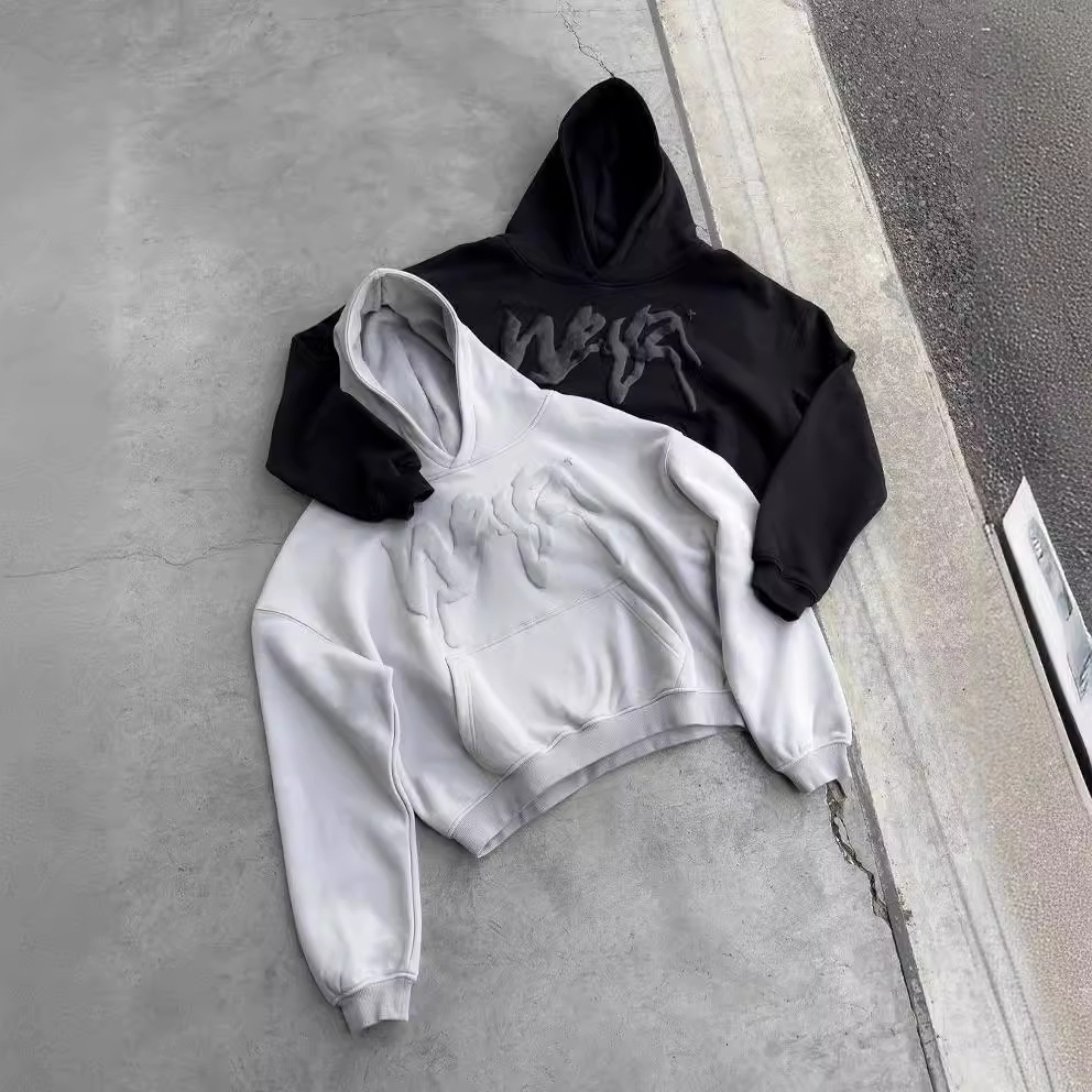 欧洲站新时尚卫衣Y2K字母印花休闲街头潮流男女款连帽套头衫上衣