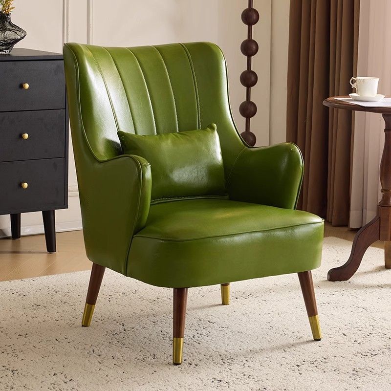 Italian Single Sofa Chair Light Luxury Oil Wax Leather Small Apartment Home Living Room Bedroom Reception Leisure Lazy Tiger Chair