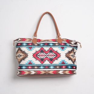 Cross-border New Ethnic Style Portable Crossbody Bag European and American Cow Canvas Bag Large Capacity Printed Travel Bag