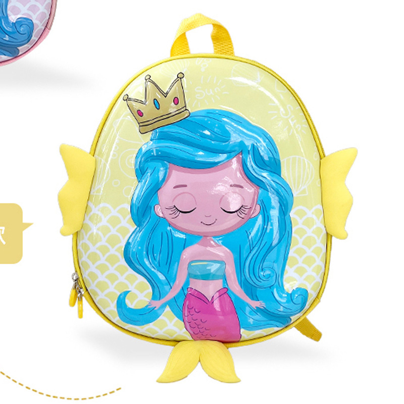 Mochila de jardín de infantes de dibujos animados nueva mochila para niños de 2 - 5 años de edad, mochila de cáscara de huevo de sirena encantadora
