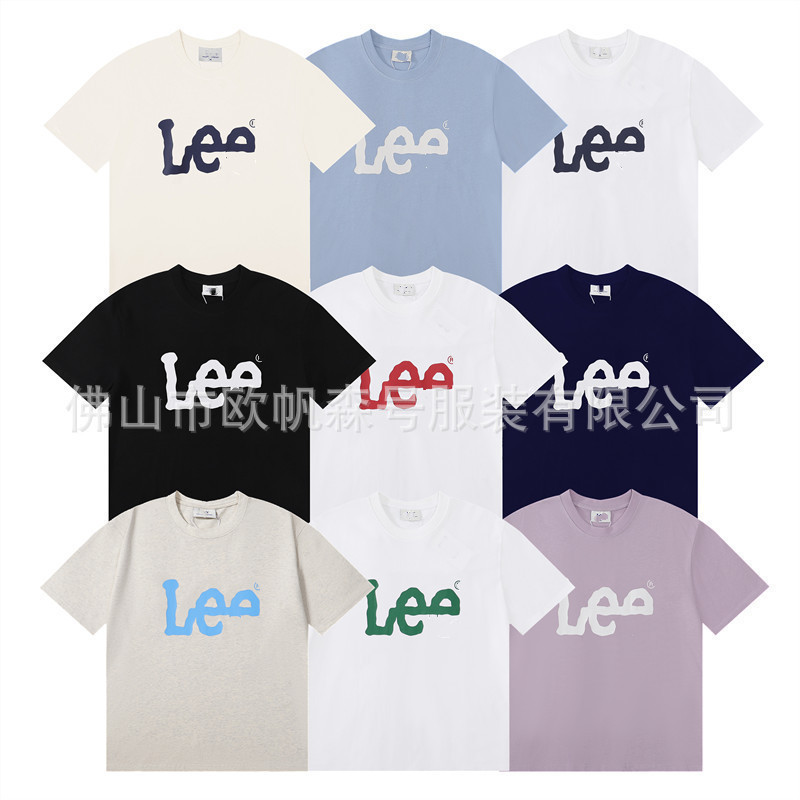 25Ss Korean Trendy Brand Le* New Basic Letter Print Classic Simple and Versatile Pure Cotton Short-Sleeved T-Shirt for Men and Women