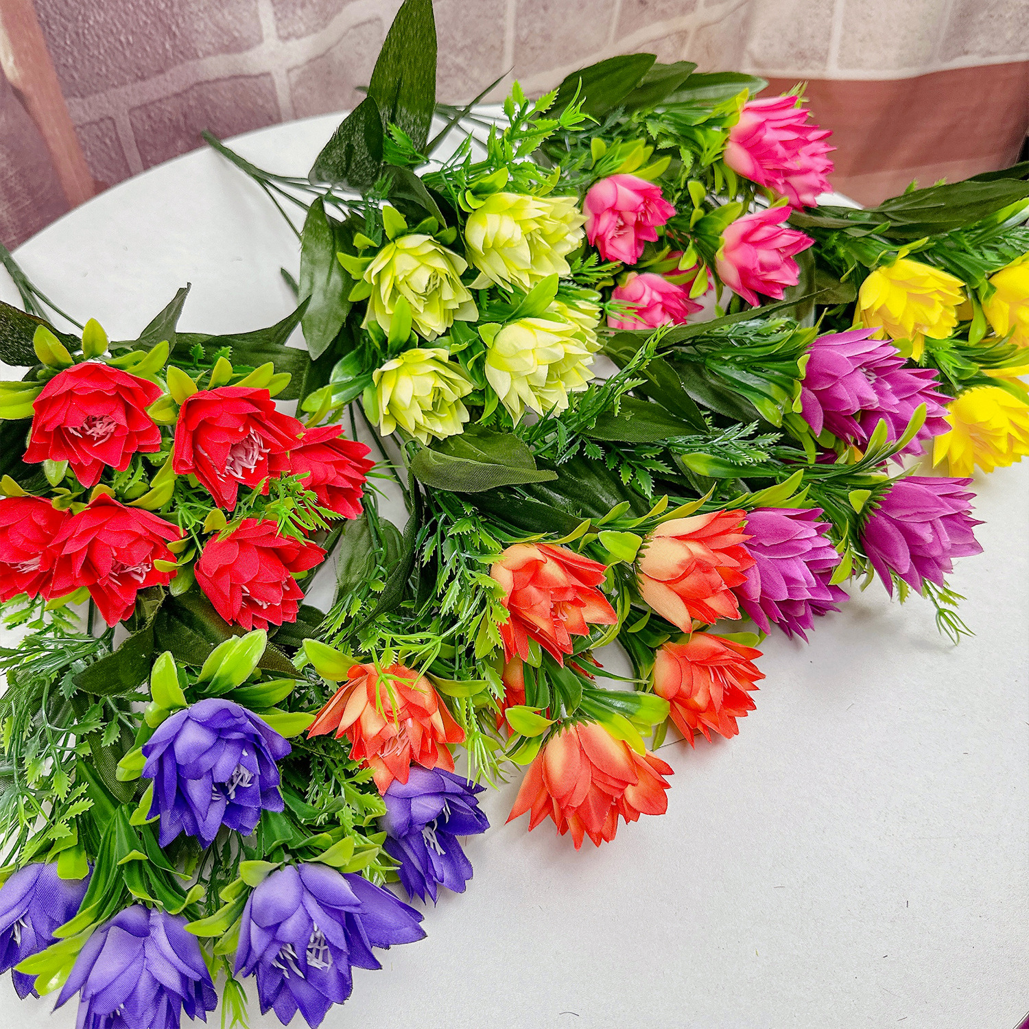 Simulación de rosas, flor falsa, 6 flores de piña, flores de seda, decoración de mesa de salón, decoración de la mesa de arte floral, decoración de bodas, arreglo floral