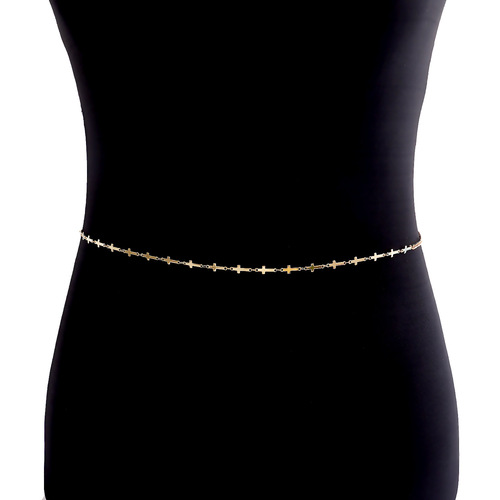 Elegant Minimalist Cross Pendant Belt for Women, European and American Style, Small and Fashionable, Cute and Simple Metal Belt Decor, Chanel Inspired