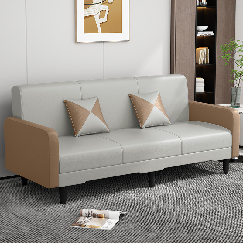 Milk coffee + off-white (wear-resistant, scratch-resistant, waterproof and anti-fouling cat scratch leather) / Double seat - total length including armrests 1.4m : without pillow