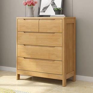 Nordic Style Bedroom Five-Drawer Solid Wood Cabinet, Simple Nine-Drawer Storage Cabinet, Living Room Storage Cabinet, Large Capacity Furniture