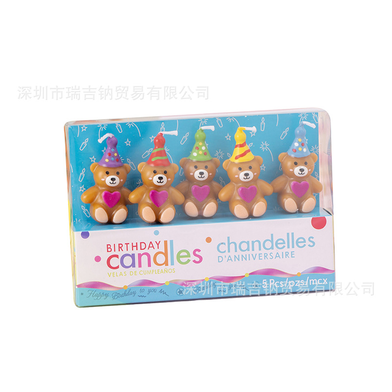 Retro amor sombrero oso vela de cumpleaños para hornear decoración de la torta vela Día del niño Red vela roja