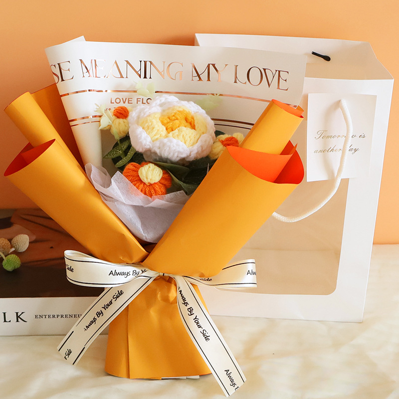 Orange Korean wool rose color + window handbag