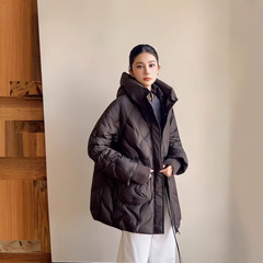 2025冬季新款中长款羽绒服女秋冬宽松大码休闲时尚连帽女装外套