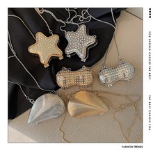 2025新款跨境锁扣手提女口红包迷你包满钻盒子包小包女士斜挎包