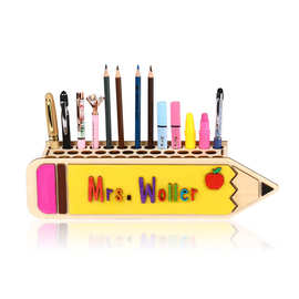 亚马逊新款个性化教师节木制笔筒DIY上色组装送给老师的纪念礼物