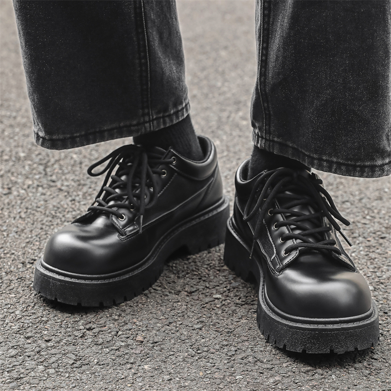 Big Toe Derby Shoes Men's Thick-Soled Heightening Black Casual British Sneakers Summer Mesh Sports Leather Shoes Big Toe Derby Shoes Men's Thick-Soled Heightening Black Casual British Sneakers Summer Mesh Sports Leather Shoes