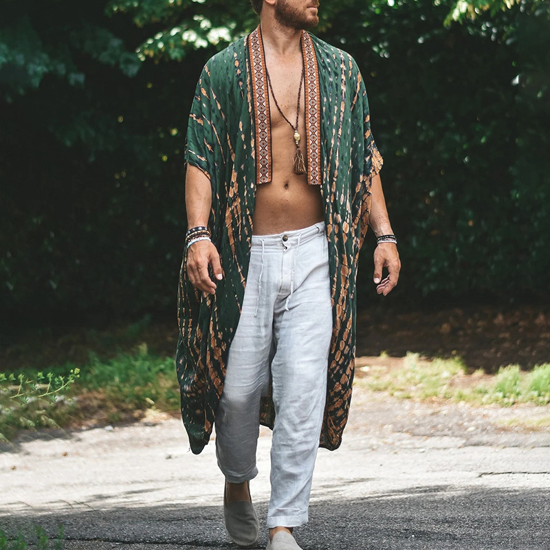 Men's Gender Vacation Style Men's Color Block Vacation Cover Ups
