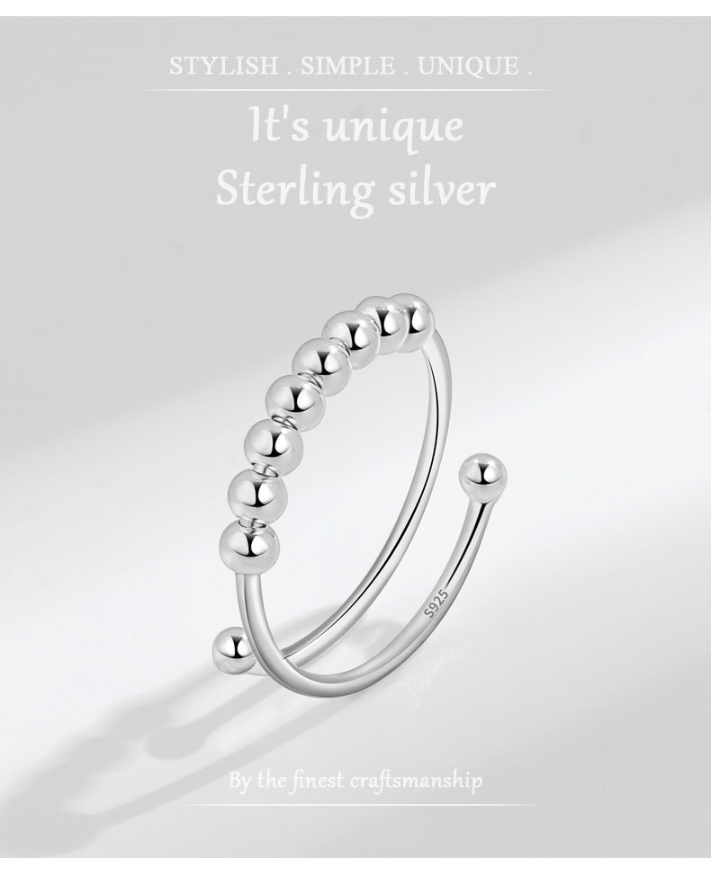 3g Weight 925 Sterling Silver Geometric Anxiety Ring