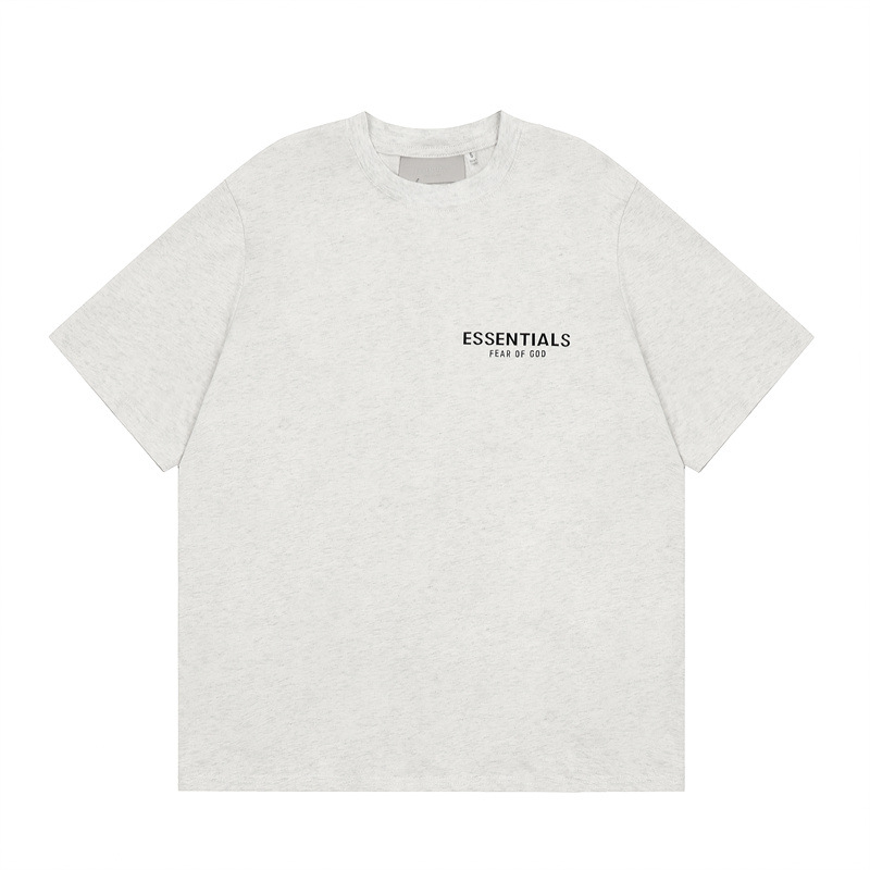 Cross-border FOG Multi-line ESENTIALS Flock Printed Letter Short-Sleeve Retro American Summer Couple T-Shirt Hombre