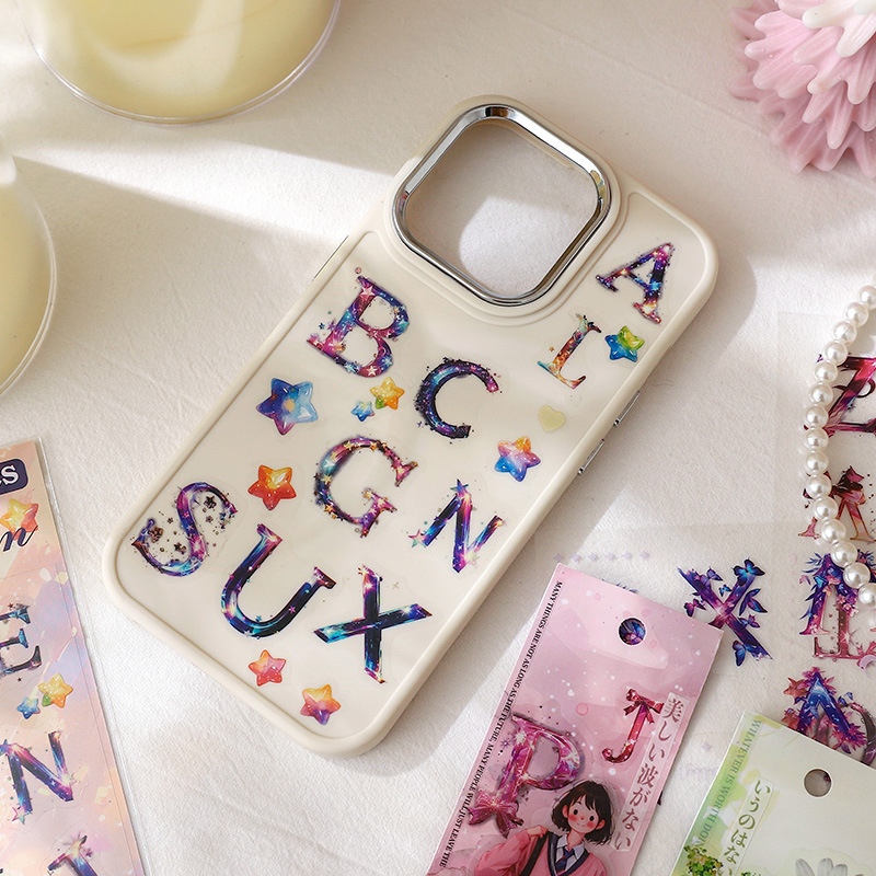 Caracteres pintados letras grandes transparentes pegatinas impermeables pet diy material de decoración de libros de mano pegatinas alfabéticas transfronterizas