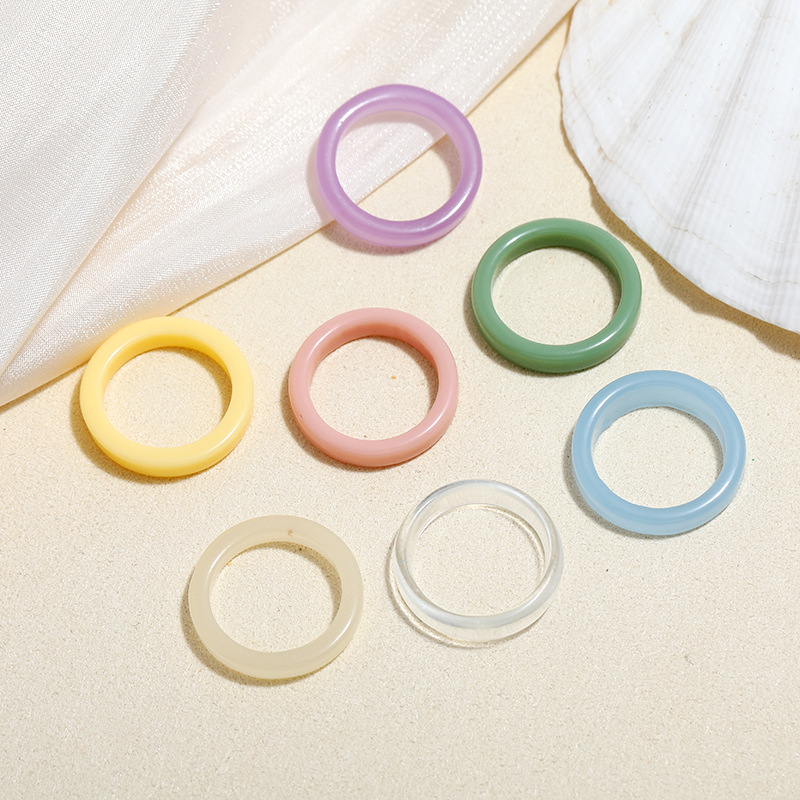 Simple Style Acrylic Acetate Jelly Color Simple Plain Ring Set display picture 1